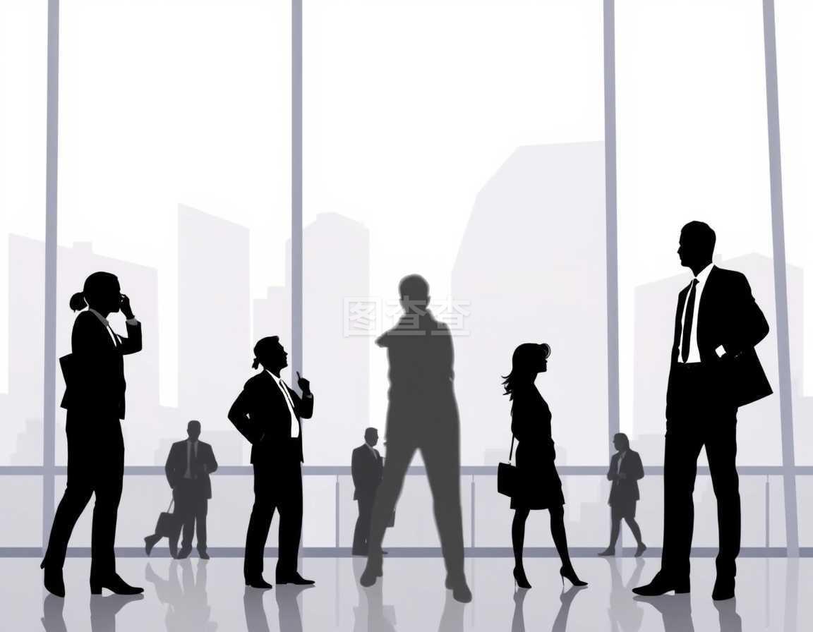 商務人士站在剪影