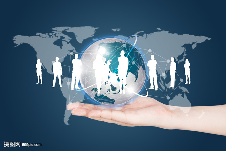 手托商務線條地球