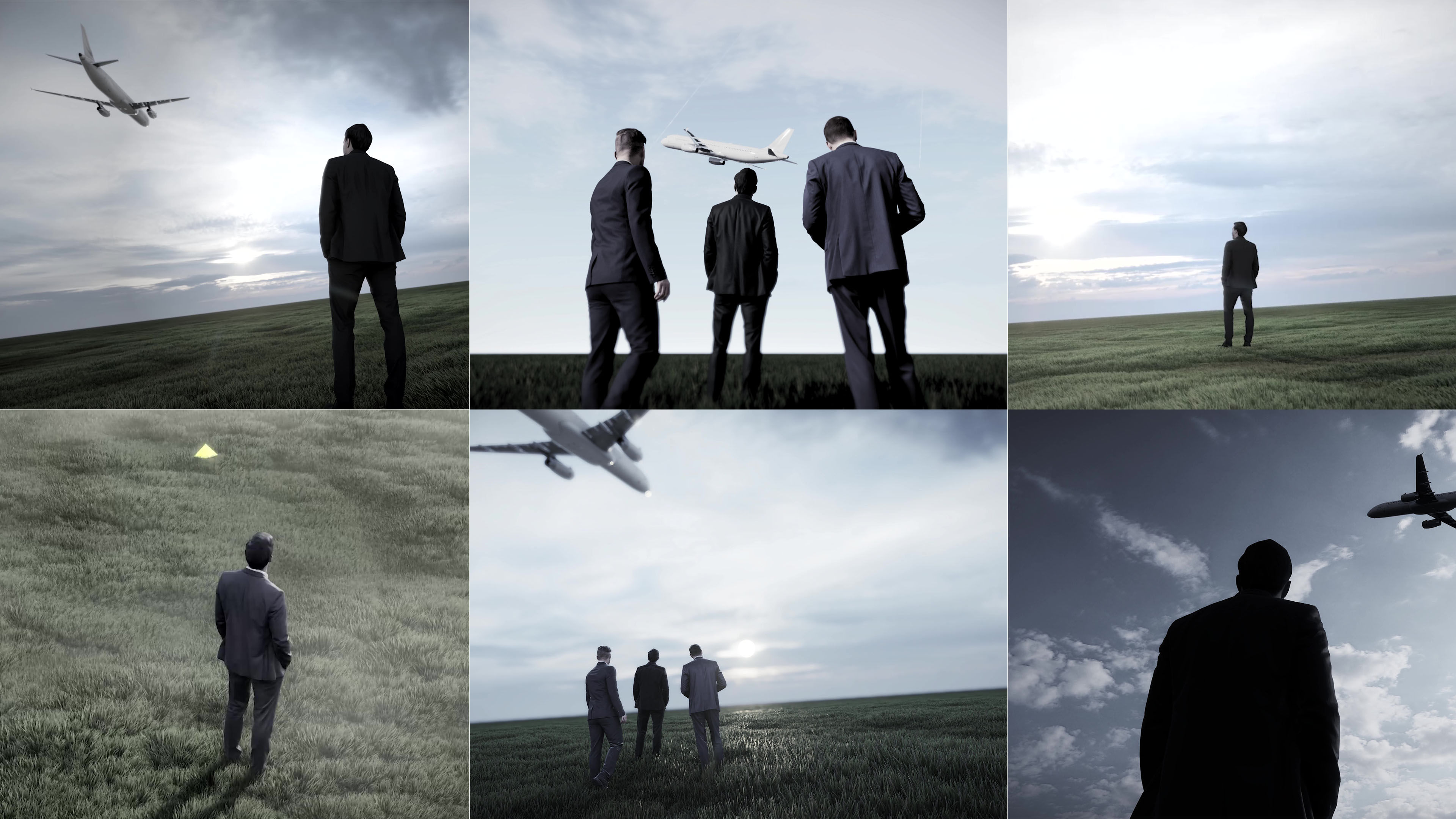 商務商業金融男人背影飛機飛過草地_3840x2160_高.