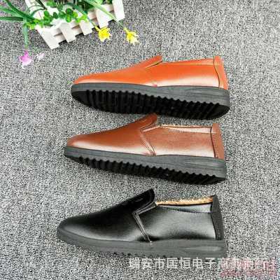 【2017新款男士棉鞋男冬季保暖加絨加厚老人棉鞋皮面爸爸鞋廠家直銷607】瑞安市匡恒電子商務商行 - 產品庫