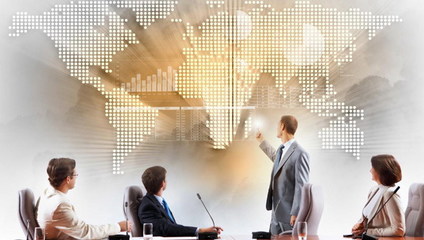 正在開會的商務團隊PPT背景圖片