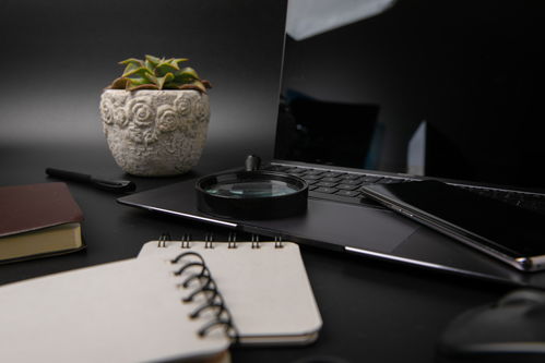 放大鏡便簽本辦公用品商務攝影圖 攝影